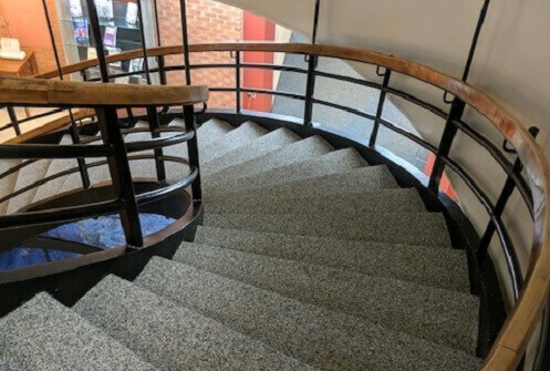 Concrete flooring on circular staircase